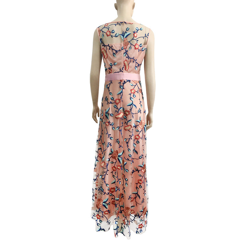 Fashion Sleeveless Evening Dress Embroidery Luxury Womenswear