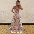 Fashion Sleeveless Evening Dress Embroidery Luxury Womenswear