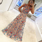 Fashion Sleeveless Evening Dress Embroidery Luxury Womenswear