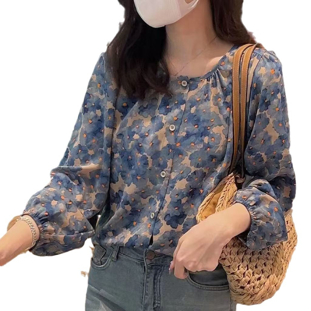 Floral Shirt Chiffon Blouses For Women