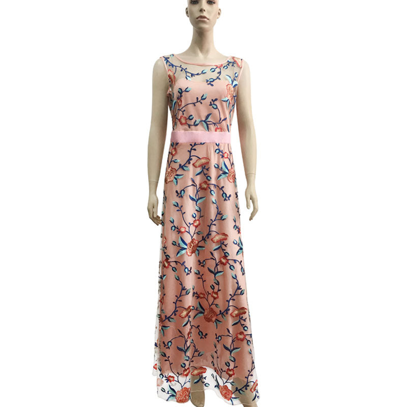 Fashion Sleeveless Evening Dress Embroidery Luxury Womenswear