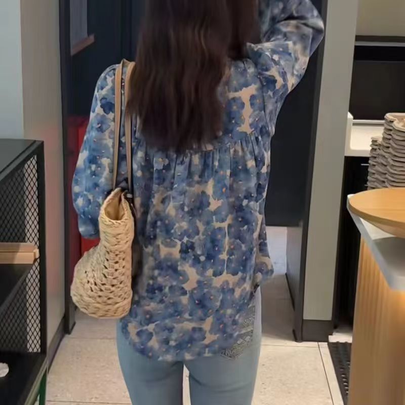 Floral Shirt Chiffon Blouses For Women