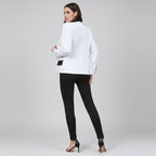 Damen Hosenanzug Set Vorderansicht mit zweireihigem Blazer und geraden Hosen