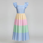 Damen Patchwork Midi Kleid Vorderansicht im geometrischen Stil