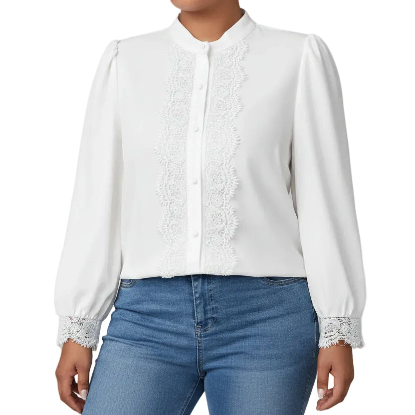 Damen Relaxed Fit Langarm Top Vorderansicht im süßen Casual Stil