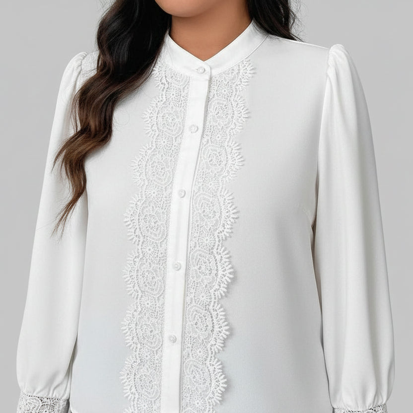 Damen Relaxed Fit Langarm Top Vorderansicht im süßen Casual Stil