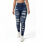 Damen Ripped Cropped Skinny Jeans Vorderansicht Slim Fit