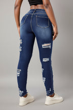 Damen Ripped Cropped Skinny Jeans Vorderansicht Slim Fit