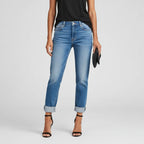 Damen Ripped Low Rise Skinny Jeans Vorderansicht im Destroyed Look