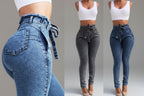 Damen Skinny Jeans mit Fransensaum Vorderansicht Slim Fit
