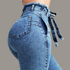 Damen Skinny Jeans mit Fransensaum Vorderansicht Slim Fit