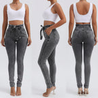Damen Skinny Jeans mit Fransensaum Vorderansicht Slim Fit