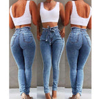 Damen Skinny Jeans mit Fransensaum Vorderansicht Slim Fit