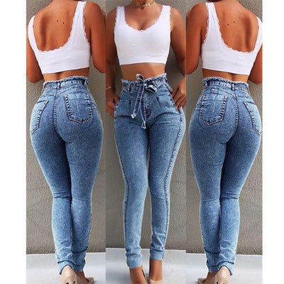 Damen Skinny Jeans mit Fransensaum Vorderansicht Slim Fit