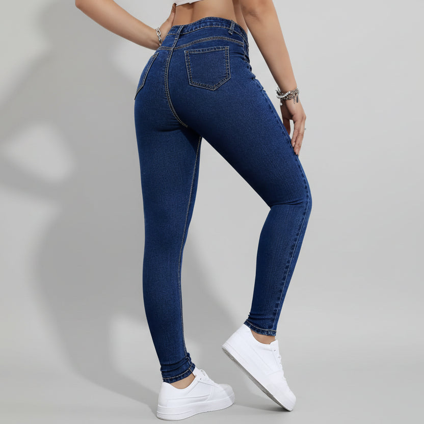 Damen Skinny Jeans mit Stickerei Vorderansicht im Slim Fit