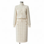 British style plaid two-piece suit for women in classic wool blend fabric