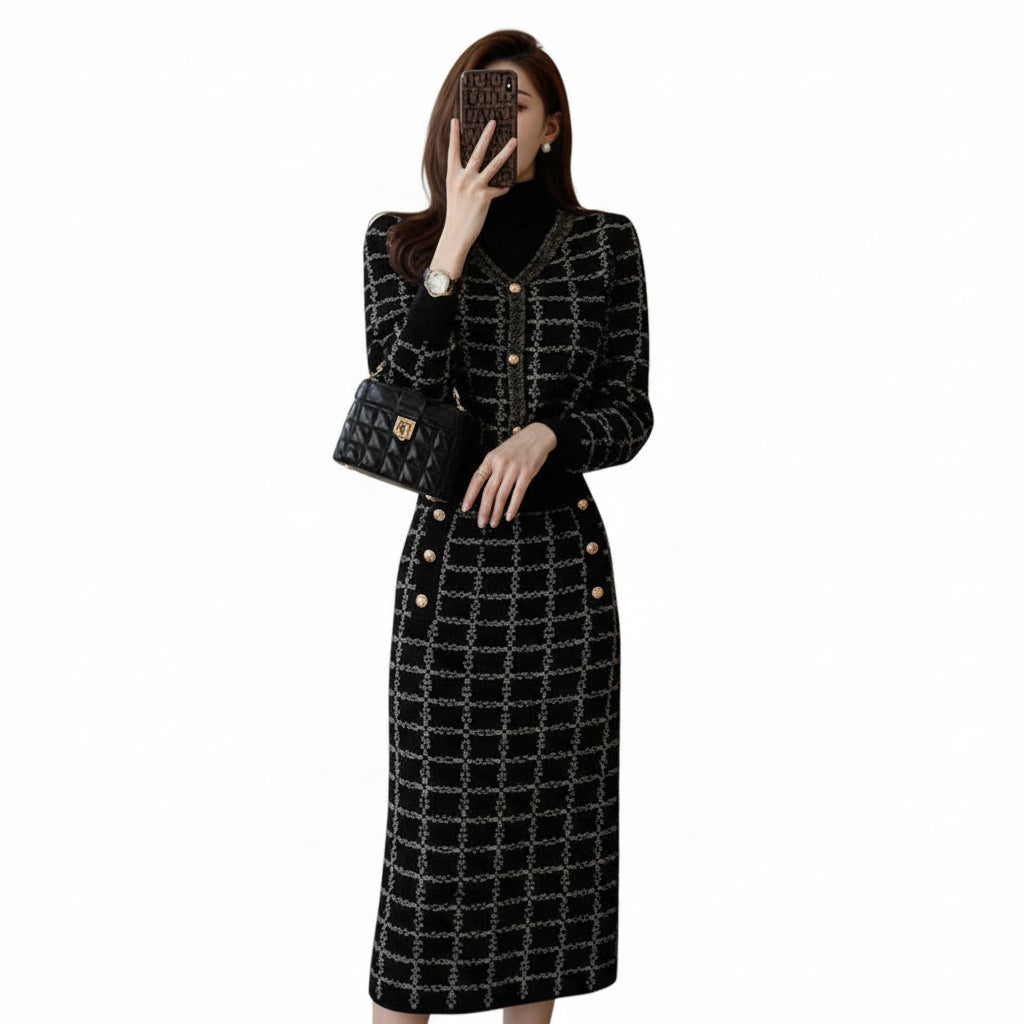 Damen Zweiteiler Anzug im britischen Stil Vorderansicht kariert