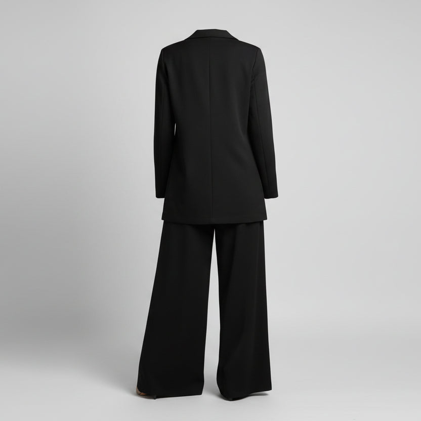 Damen elegantes Zweiteiler Set Vorderansicht mit Rundhals Oberteil